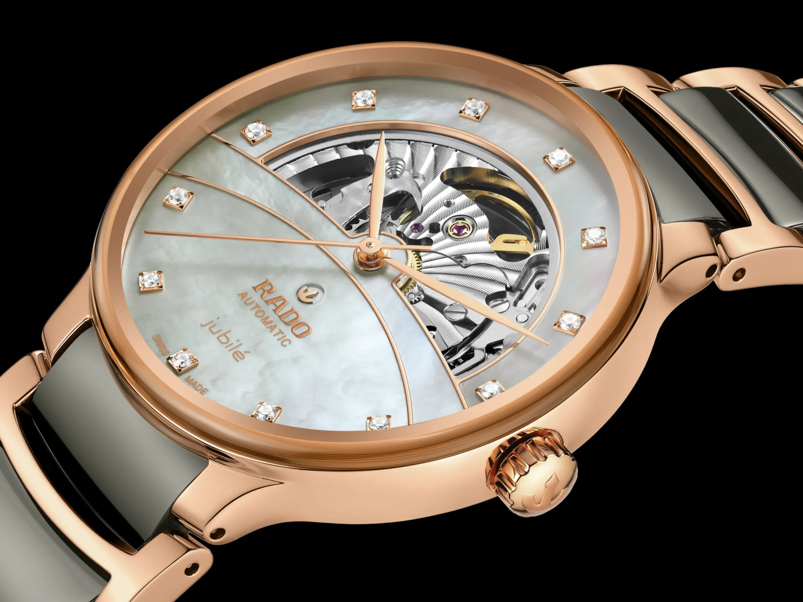Women Rado Centrix Automatic Diamonds Open Heart