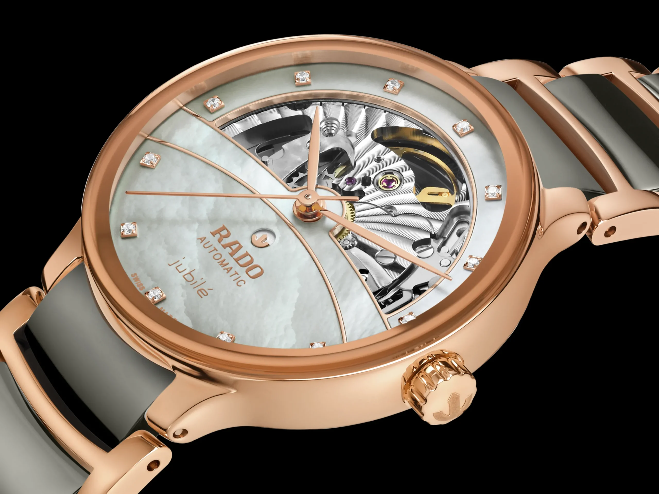 Women Rado Centrix Automatic Diamonds Open Heart