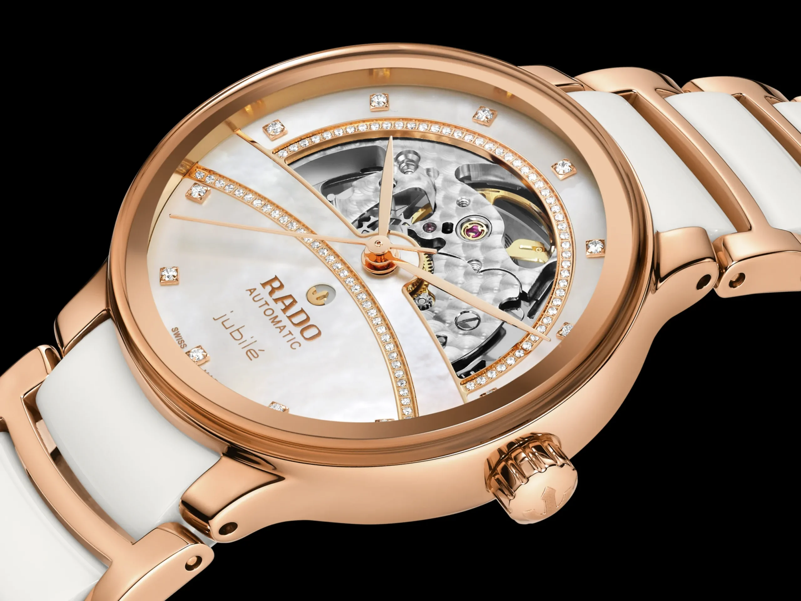 Women Rado Centrix Automatic Diamonds Open Heart