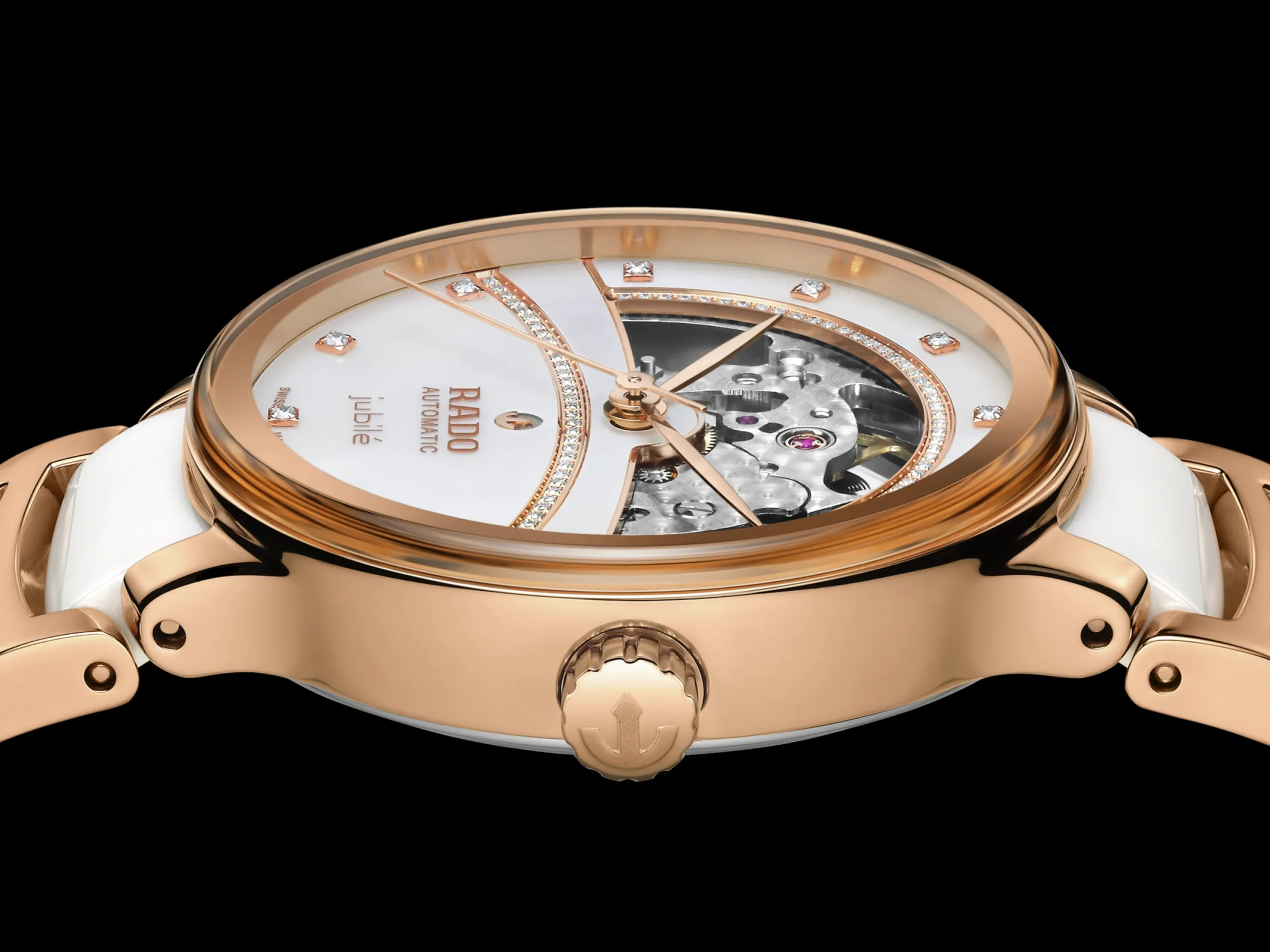 Women Rado Centrix Automatic Diamonds Open Heart