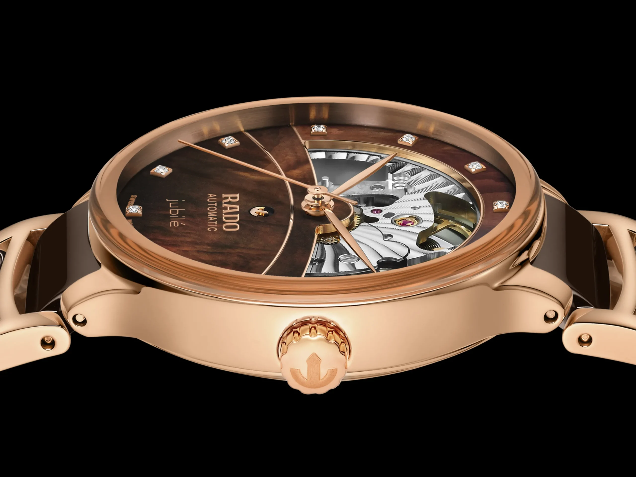 Women Rado Centrix Automatic Diamonds Open Heart
