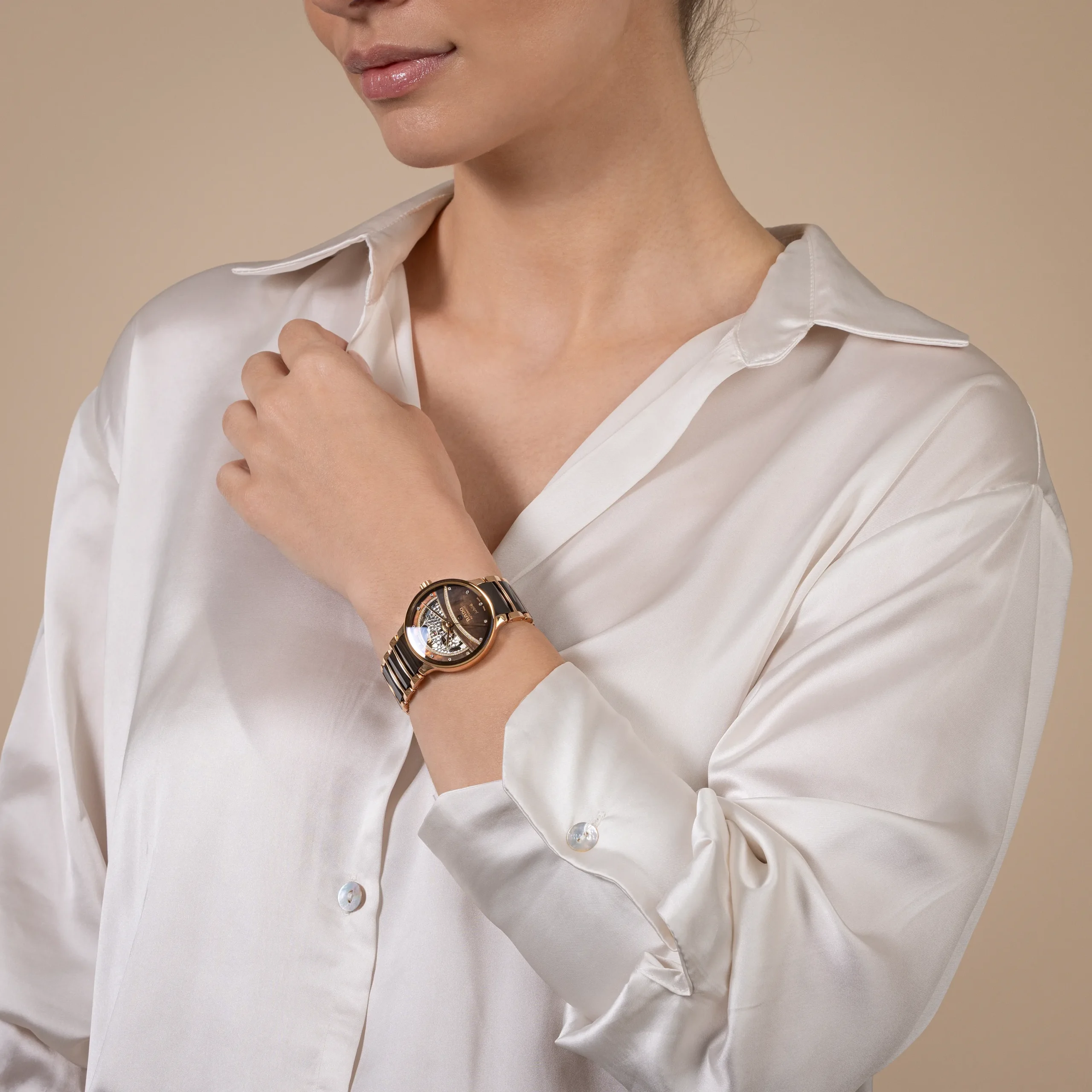 Women Rado Centrix Automatic Diamonds Open Heart